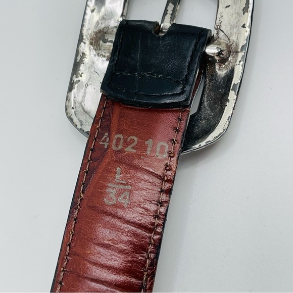 Brighton Marcus two tone reversible belt leather gold‎ silver black brown size L - Picture 2 of 9